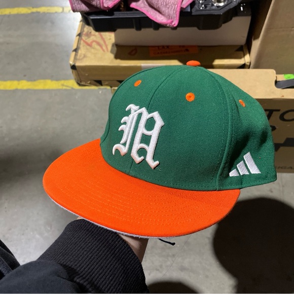 Miami Hurricanes Game Used NCAA Baseball Hat Adidas 7-1/4” Canes
